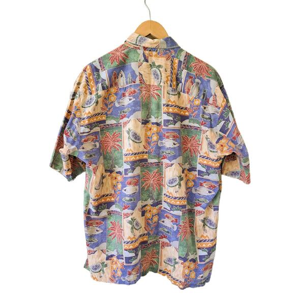 TORI RICHARD Men's XL Hawaiian Print Casual Button Down Shirt Aloha Sea Turtle - Picture 6 of 7